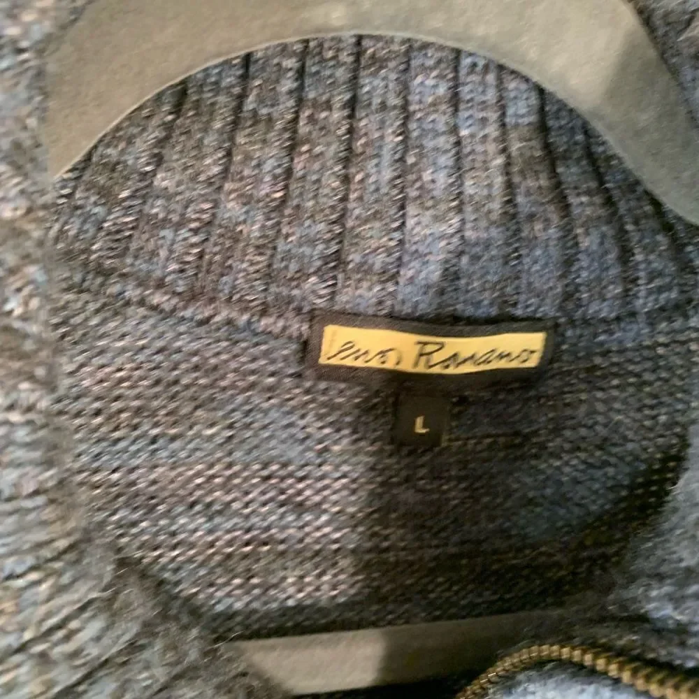 Lenor Romano GUC blue quarter zip pima cotton/alpaca blend sweater Size large